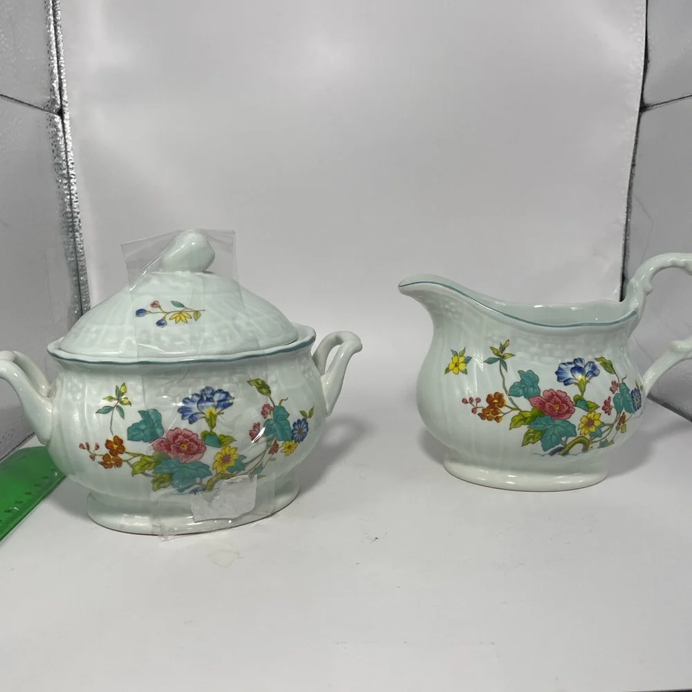 Mikasa a Floral Sugar Bowl and Creamer Set  Chelsea